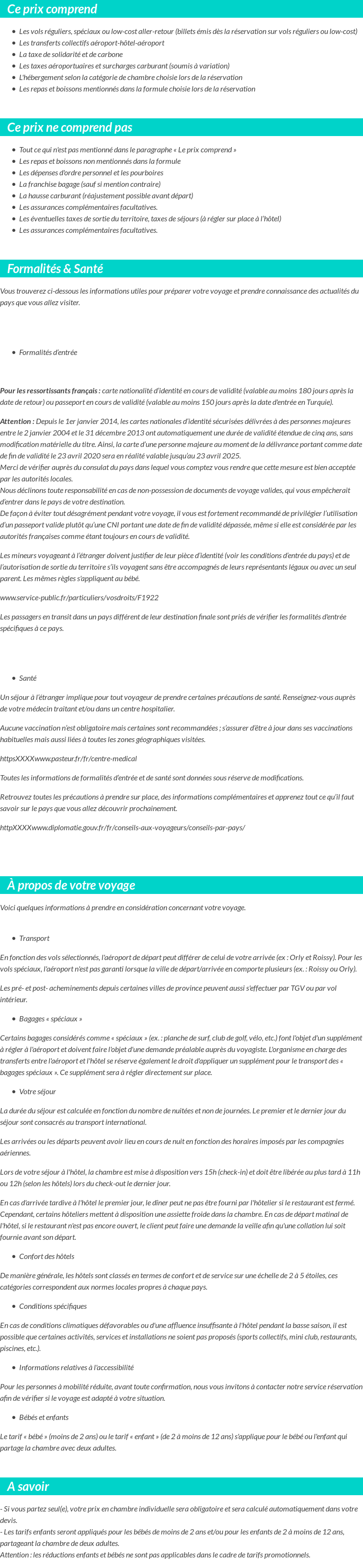 Conditions tarifaires