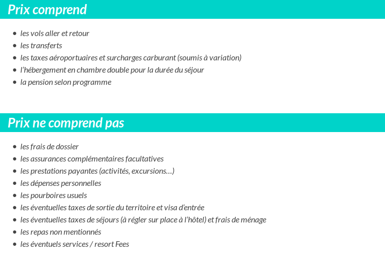 Conditions tarifaires