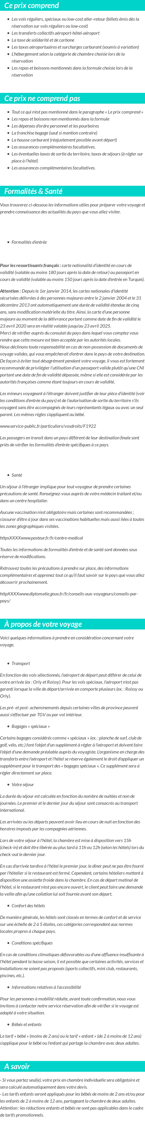 Conditions tarifaires