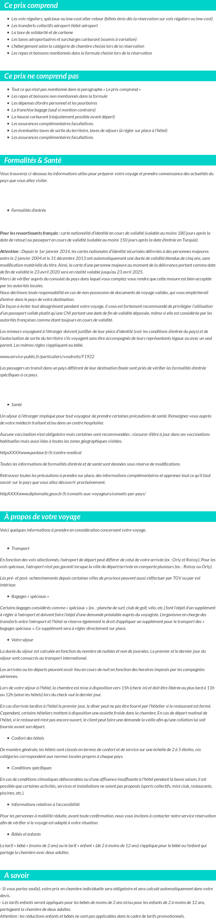 Conditions tarifaires