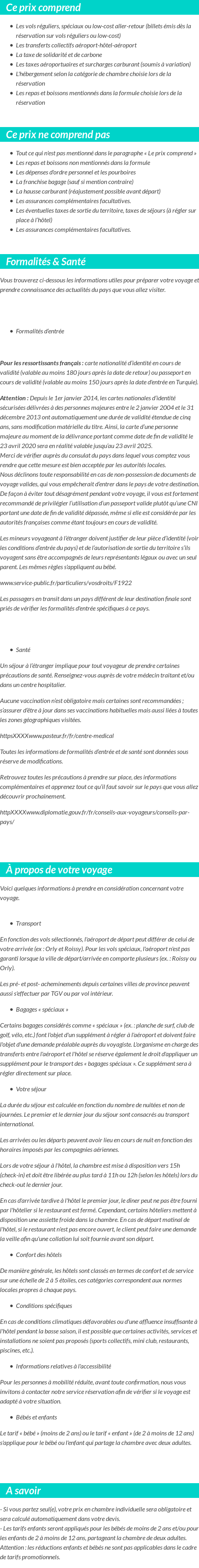 Conditions tarifaires
