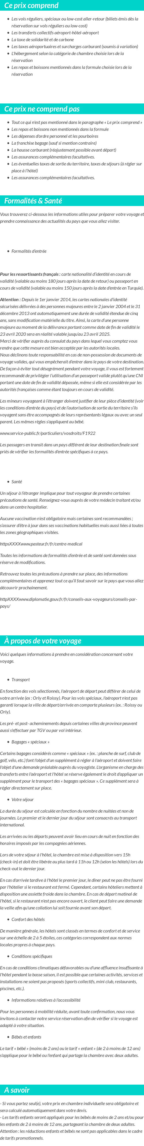 Conditions tarifaires