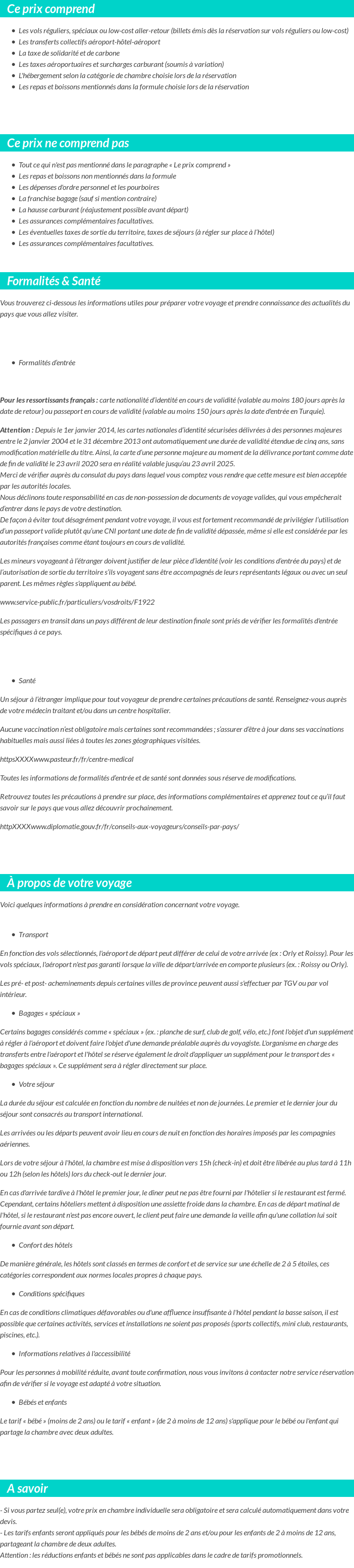 Conditions tarifaires