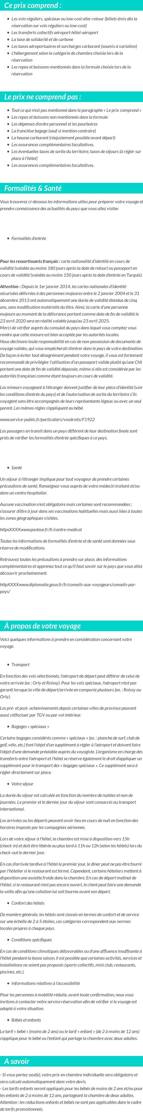 Conditions tarifaires