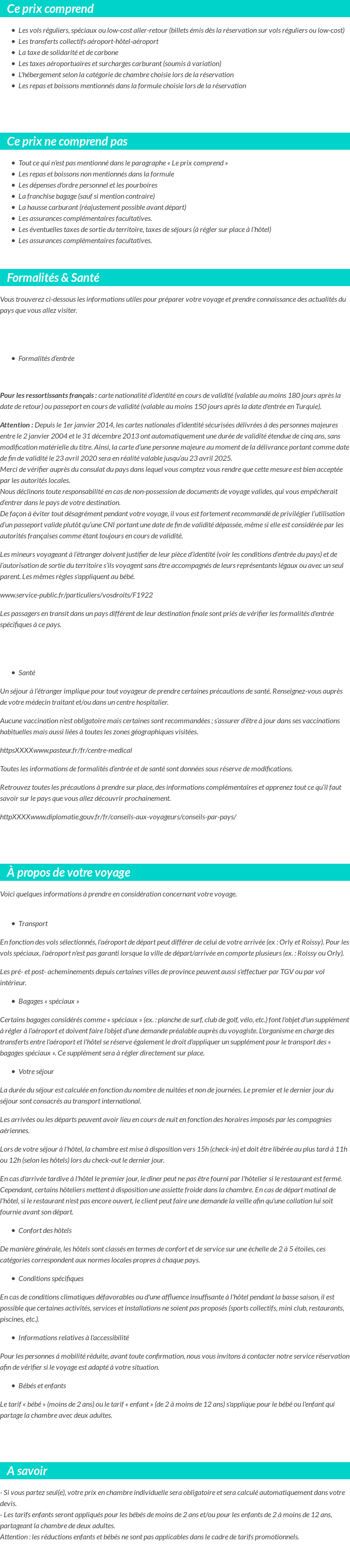 Conditions tarifaires