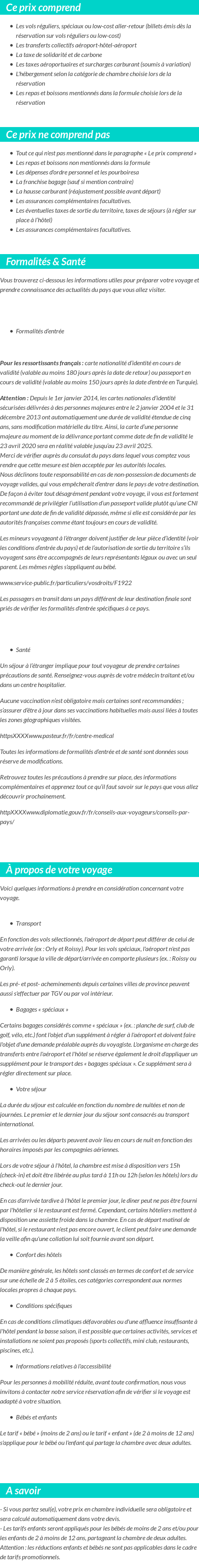 Conditions tarifaires