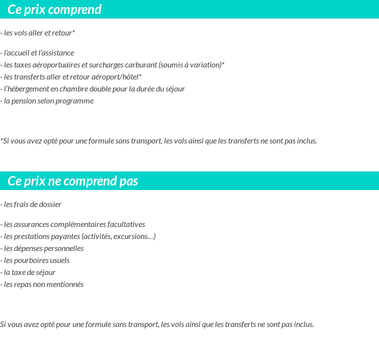Conditions tarifaires
