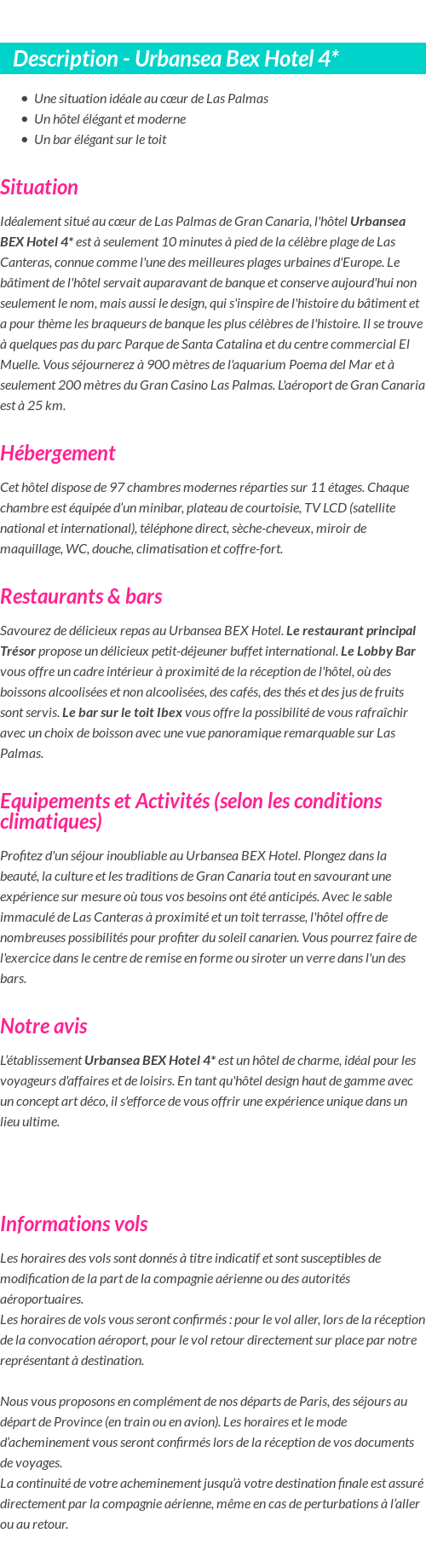 Détails du séjour