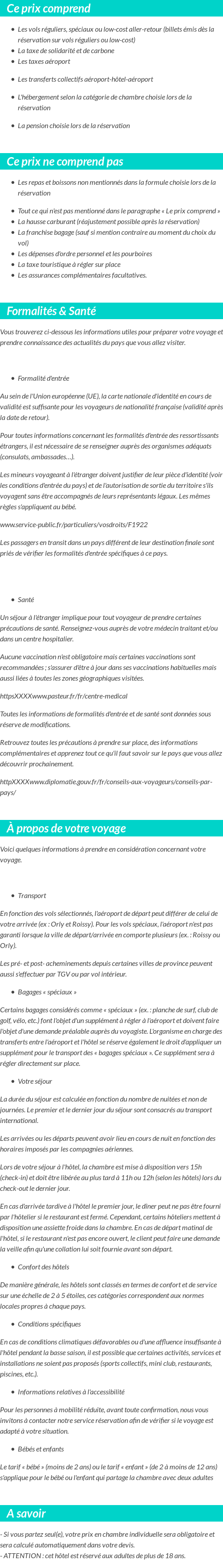 Conditions tarifaires