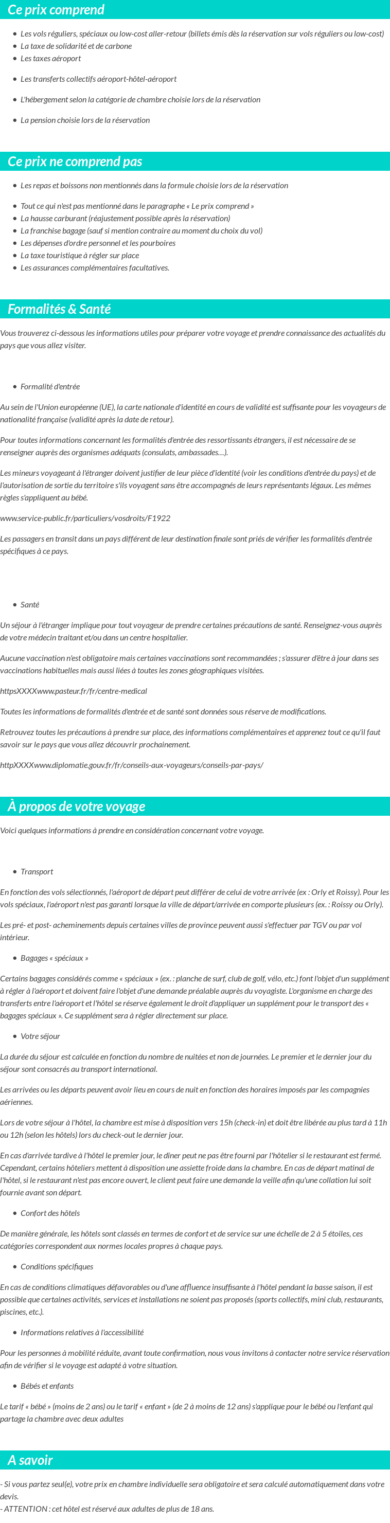 Conditions tarifaires