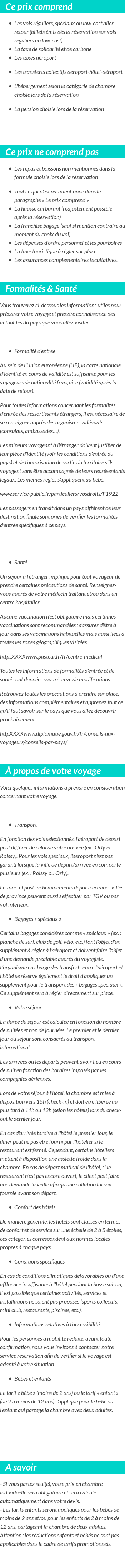 Conditions tarifaires