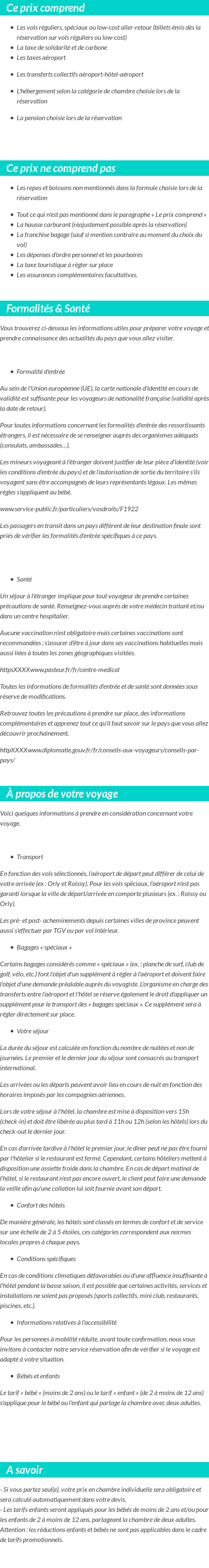 Conditions tarifaires