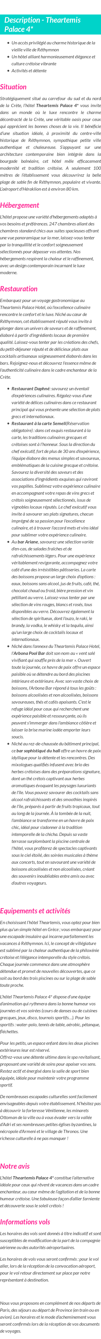 Détails du séjour