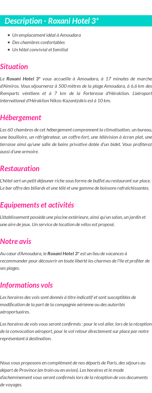 Détails du séjour