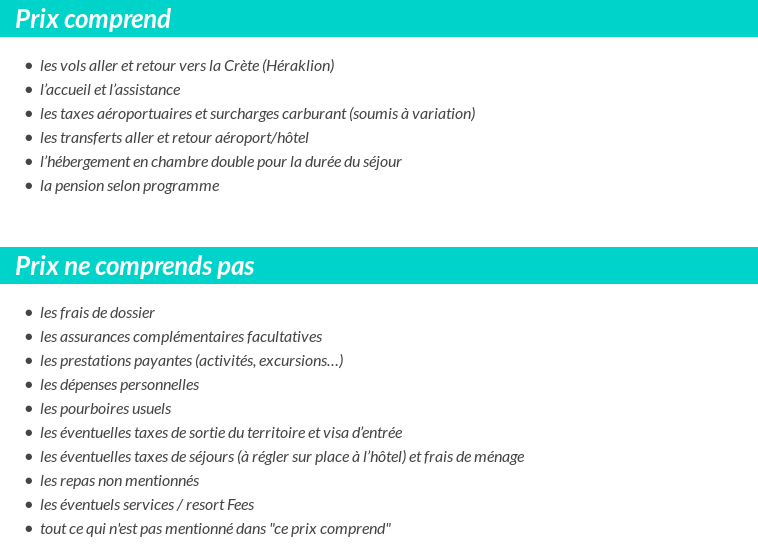 Conditions tarifaires