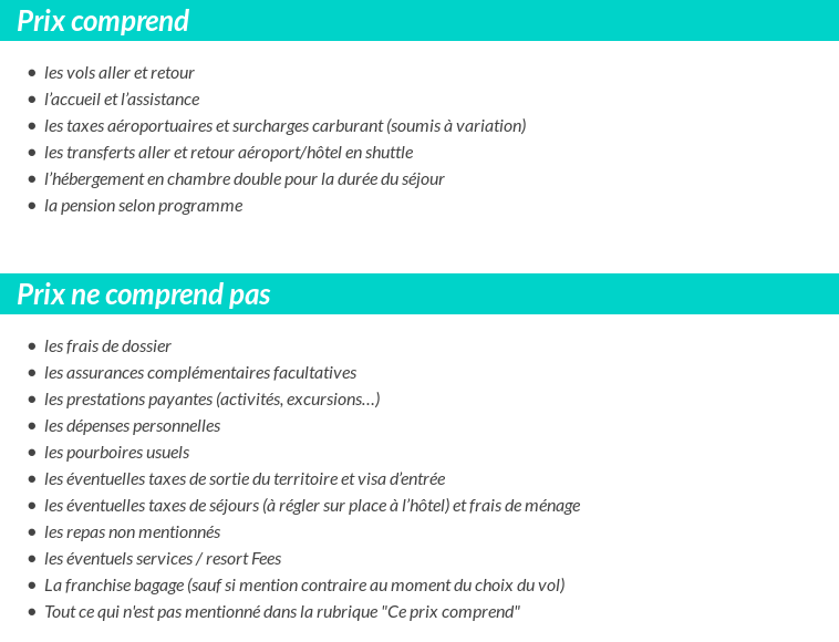 Conditions tarifaires