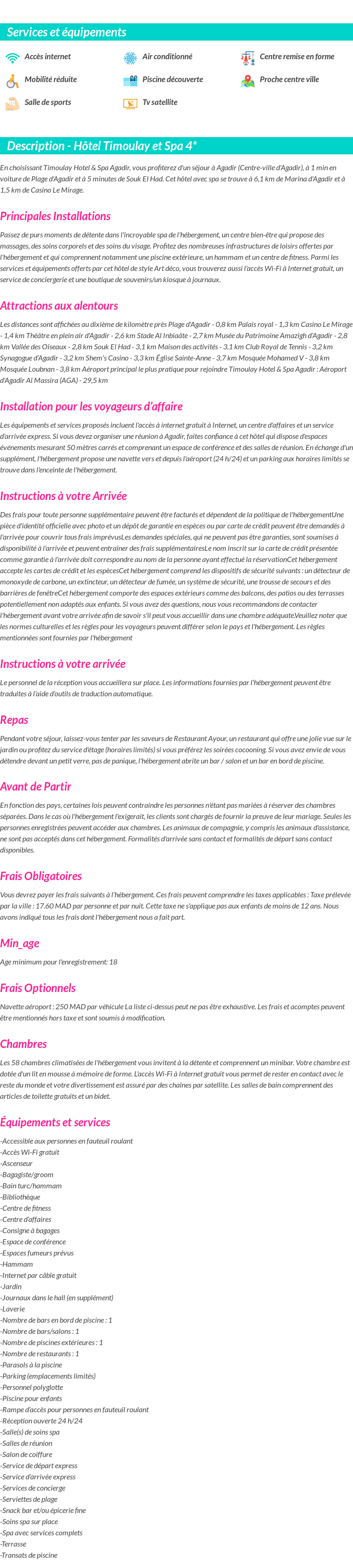 Détails du séjour