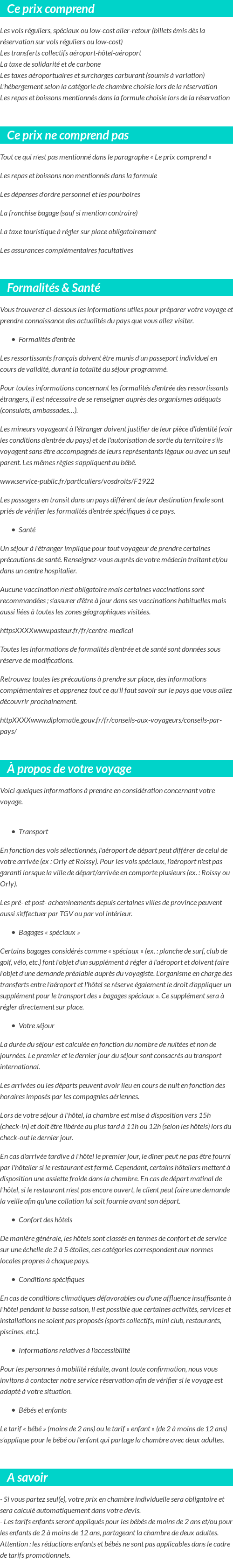 Conditions tarifaires