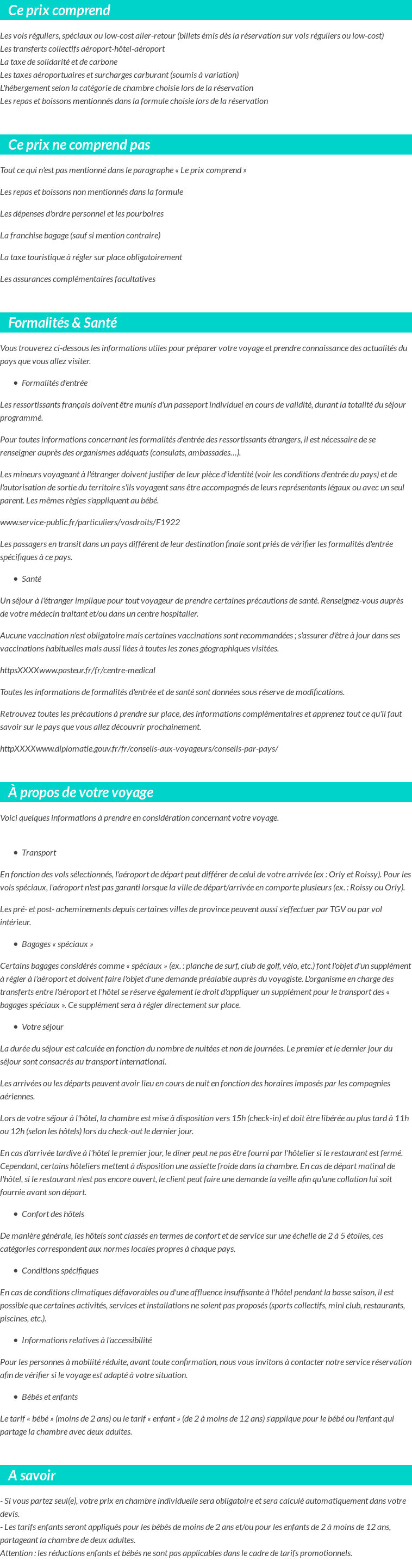 Conditions tarifaires