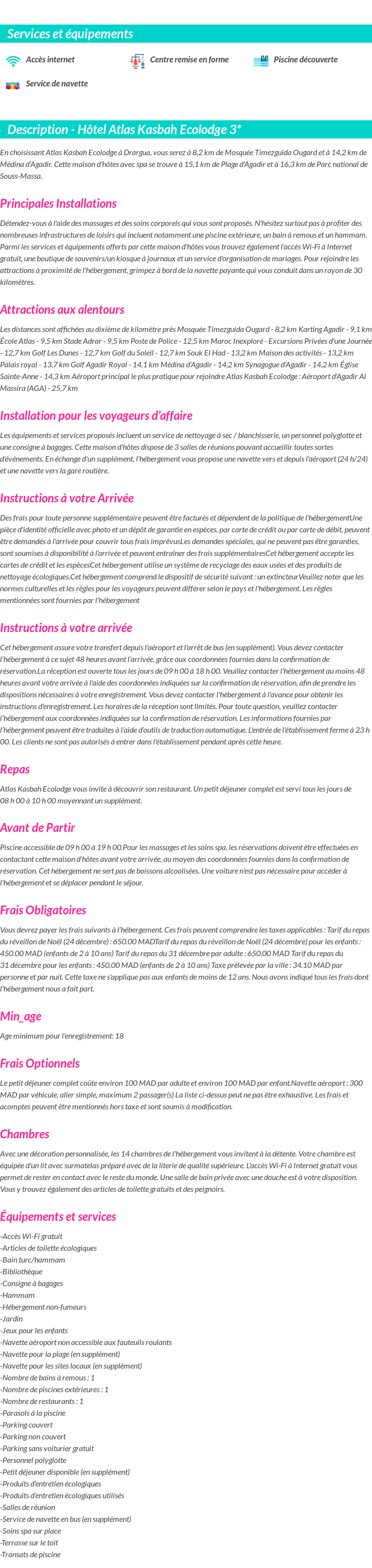 Détails du séjour