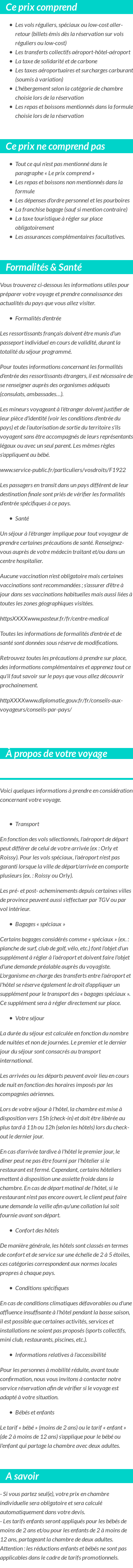 Conditions tarifaires