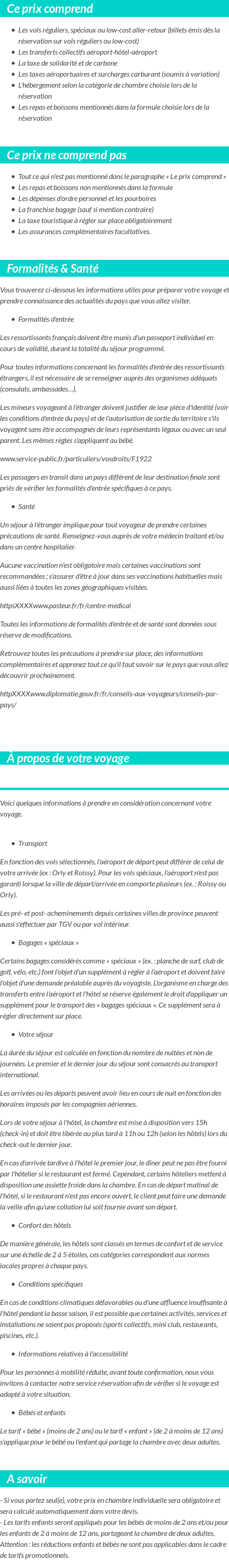 Conditions tarifaires