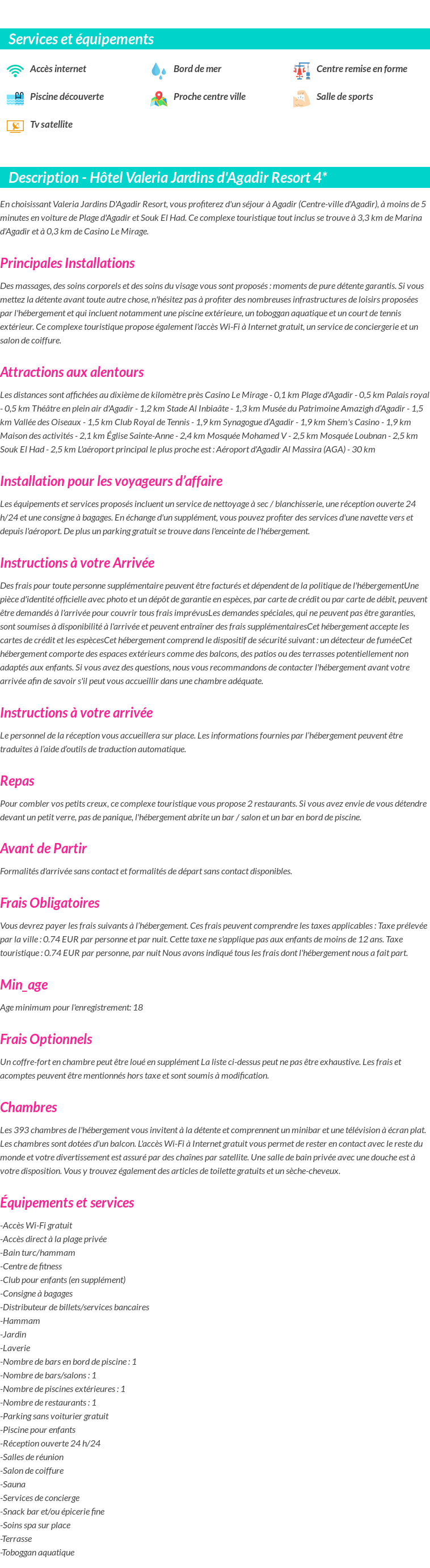 Détails du séjour