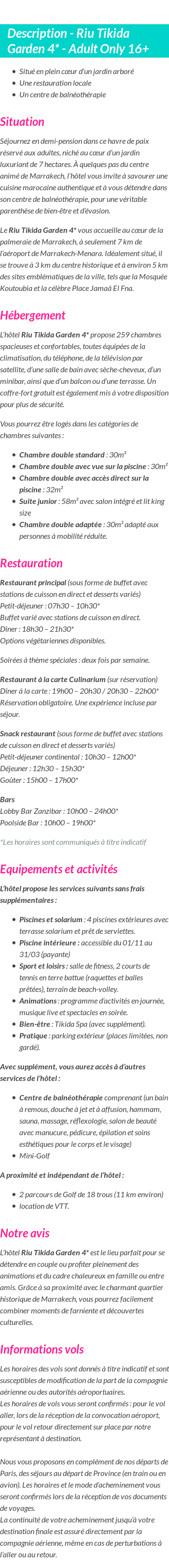 Détails du séjour