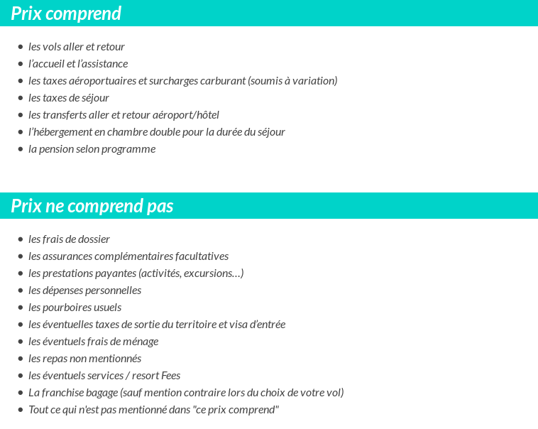 Conditions tarifaires