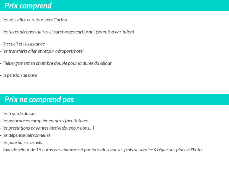 Conditions tarifaires
