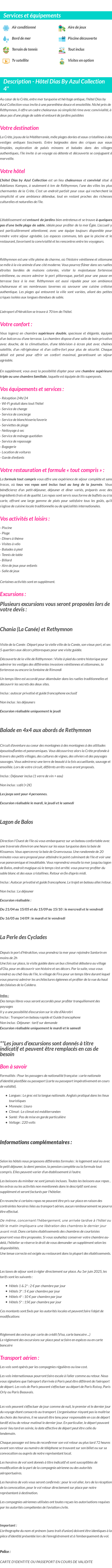 Détails du séjour