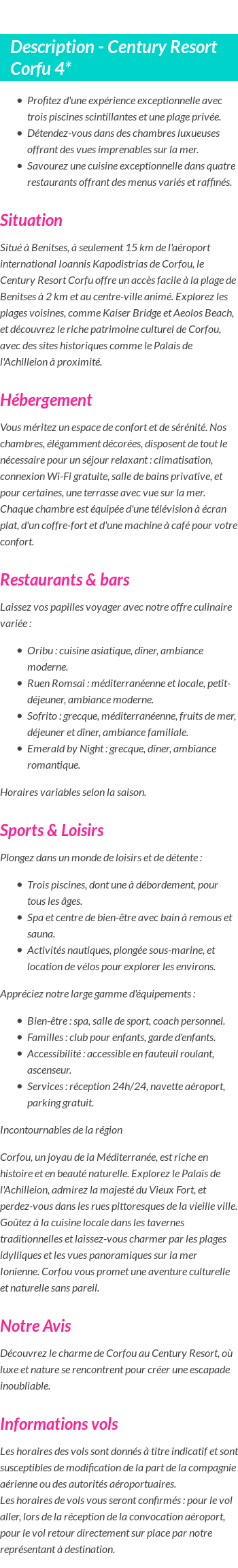 Détails du séjour