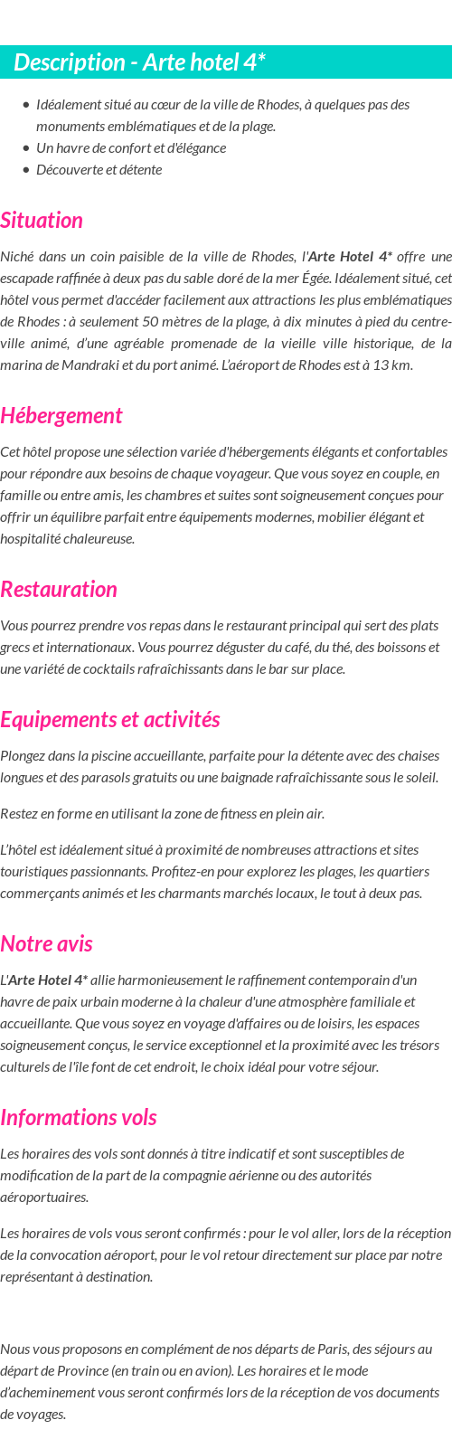 Détails du séjour