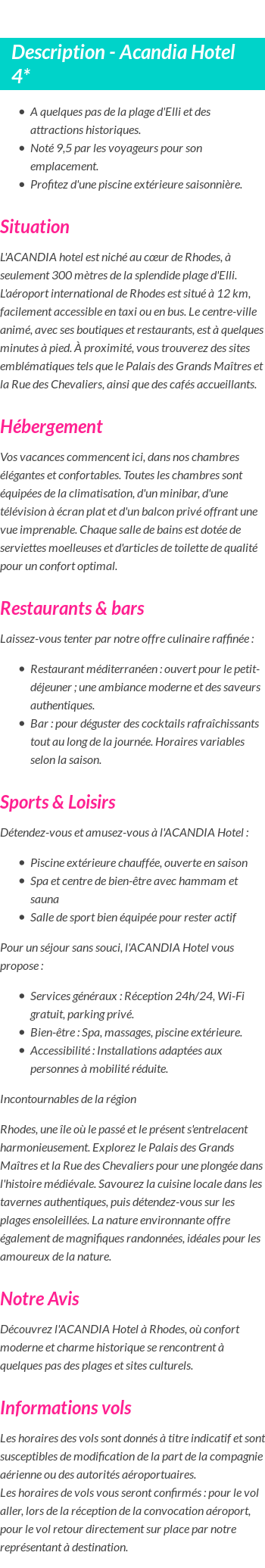 Détails du séjour