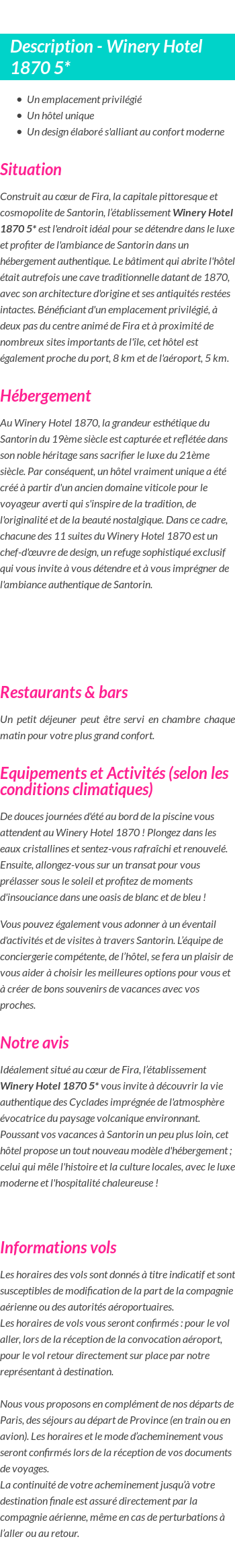 Détails du séjour