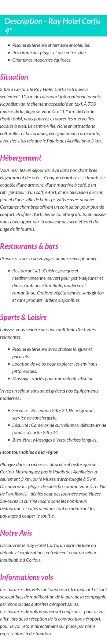 Détails du séjour