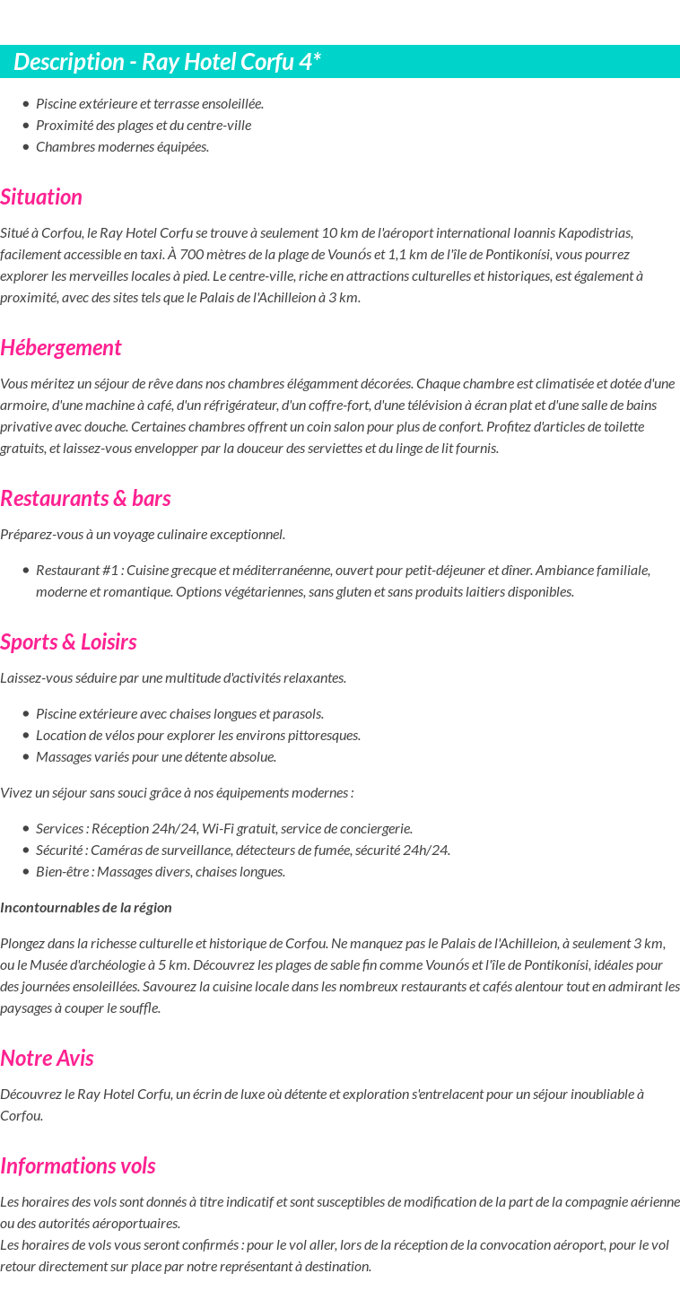Détails du séjour