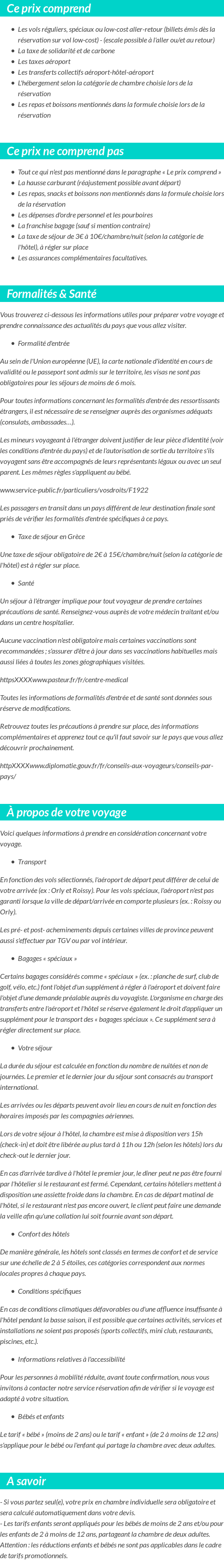 Conditions tarifaires