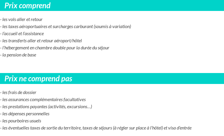 Conditions tarifaires