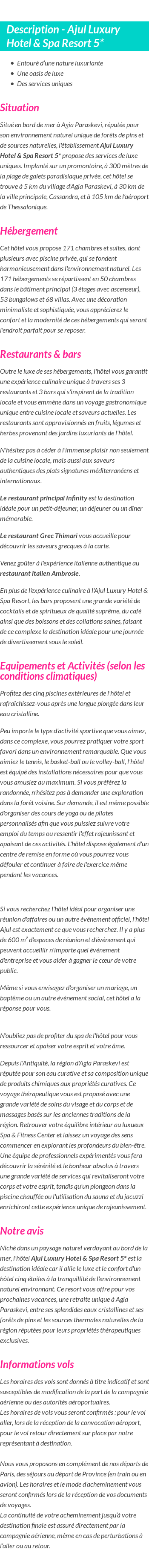 Détails du séjour