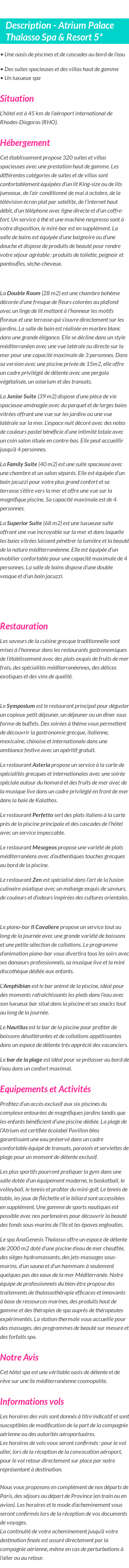 Détails du séjour