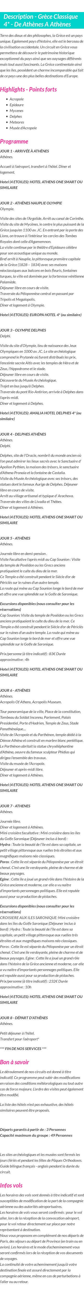 Détails du séjour