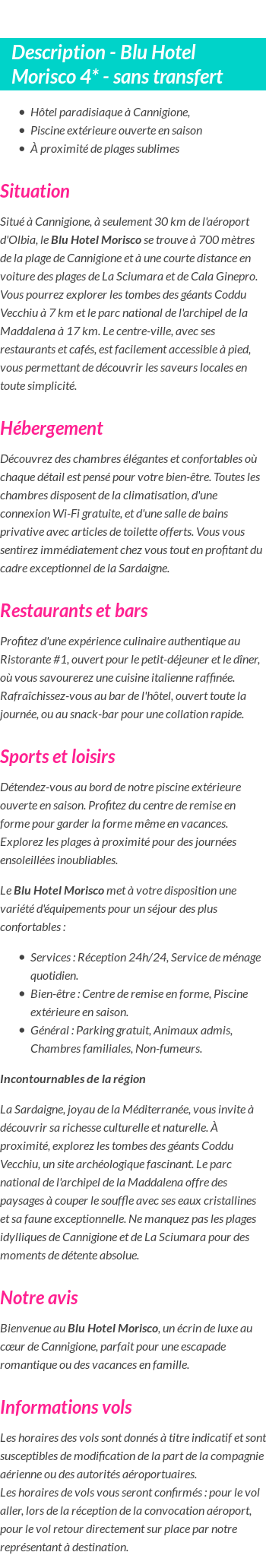 Détails du séjour
