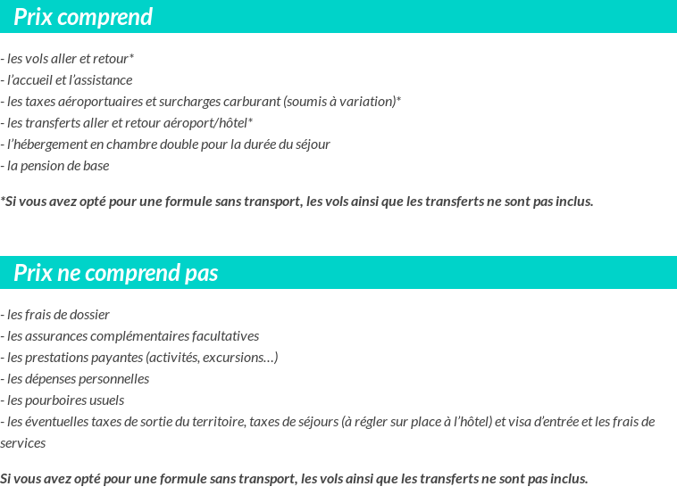 Conditions tarifaires