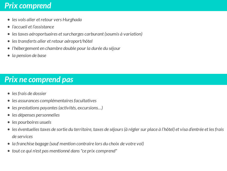 Conditions tarifaires