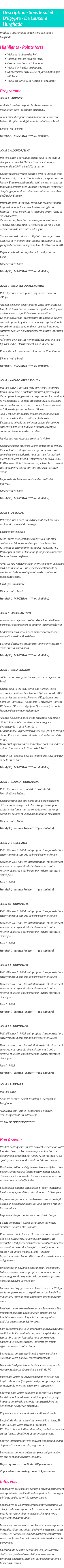 Détails du séjour