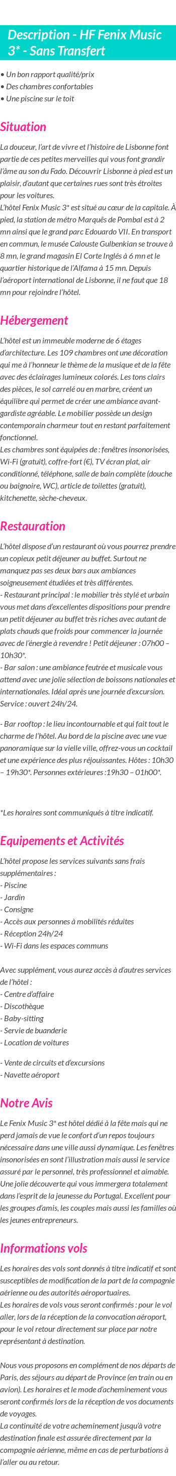 Détails du séjour