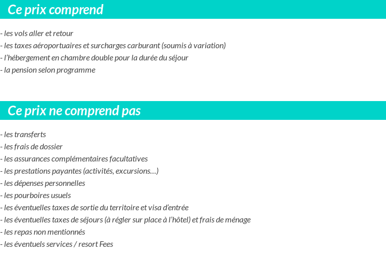 Conditions tarifaires