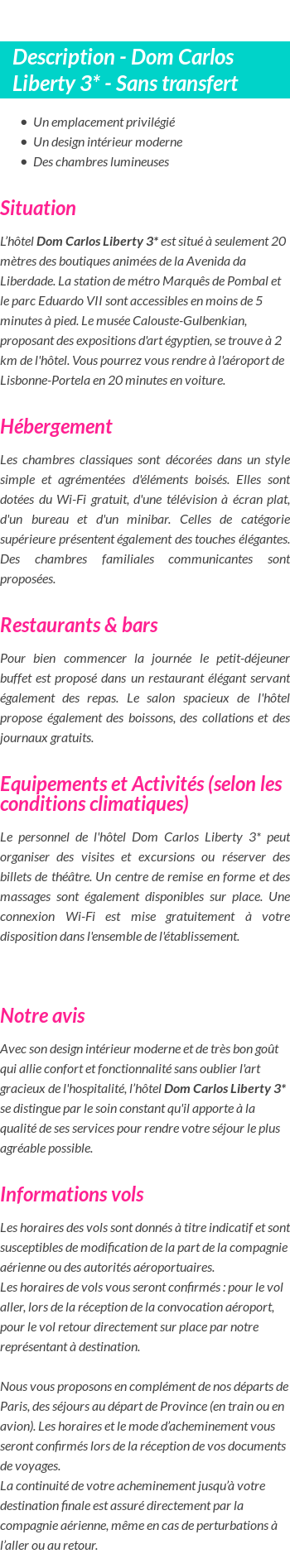 Détails du séjour