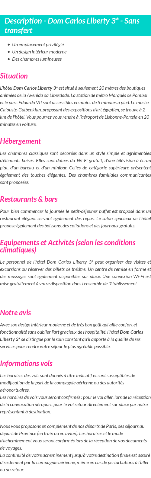 Détails du séjour